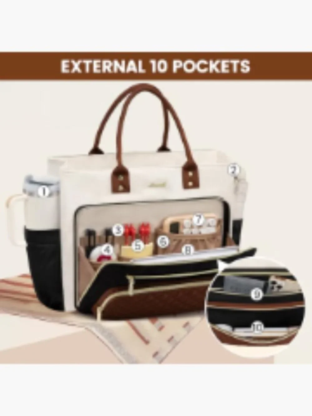 Teacher Tote Bag Women Work Laptop Large Professional Polyester Water Resistant